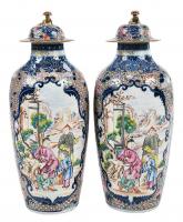 Chinese Export Porcelain Mandarin Vases & Covers