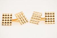Vintage Cufflinks in 18 Karat Gold with Hobnail Design to Face, French circa 1950