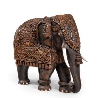 An Indian carved hardwood elephant