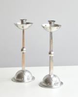 Pair of Silver Plate Secessionist Candlesticks