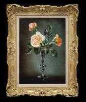 Pink Roses in a Glass Vase by Cecil Kennedy (1905 - 1997)