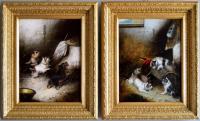 Pair of sporting oil painting with terrier dogs by Edward Armfield