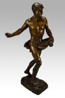 Bronze Sculpture of a man sowing seeds by Henri Desire Gauquie
