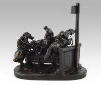 Bronze sculpture of monkeys racing on horses by Paul Joseph Gayrard