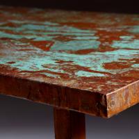 A Copper Table With Verdigris Patination