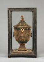 English Decorated Rolled Paper Tea Caddy in its Original Chinese Display Case