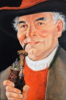 Portrait oil painting of an Austrian gentleman with a pipe by Erwin Eichinger