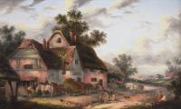 Landscape oil painting of a Village by Georgina Lara