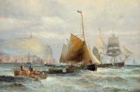 Seascape oil painting of shipping by Hubert Thornley