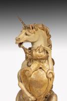  James I Carved Oak Polychrome-decorated and Parcel-gilt Heraldic Supporters in the form of a Lion and a Unicorn