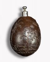 18th Century Carved Relief ‘Bugbear’ Coconut Flask and Ladle