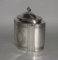 A FINE OLD SHEFFIELD PLATE SILVER TEA CADDY, CIRCA 1780
