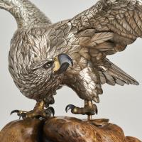 Japanese Meiji Period silvered bronze eagle