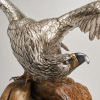 Japanese Meiji Period silvered bronze eagle