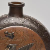 Japanese Meiji Period bronze moon flask vases