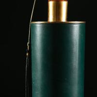 A Green Stitched Leather Lamp attributed to Jacques Adnet