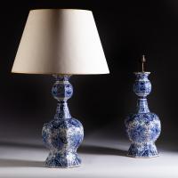A Fine Pair of 19th Century Delft Vases as Lamps