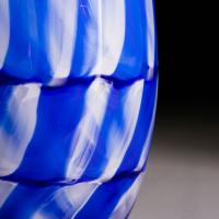 A Pair of Blue and White Murano Glass Lamps