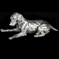 Spaniel and Pup sterling silver sculpture