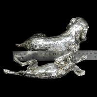 Spaniel and Pup sterling silver sculpture