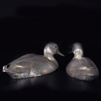 Pair of sterling silver half sized mallard ducks