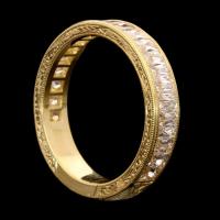 French-cut diamond "North/South" set 4mm eternity ring in finely engraved 18ct yellow gold