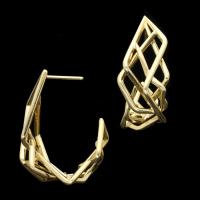 A beautiful pair of sculptural asymmetric 18ct yellow gold Disorient hoop earrings