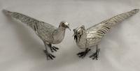 Pair of sterling silver pheasants 