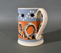 Mocha Tankard with Earthworm and Dot Decoration, Early 19th Century