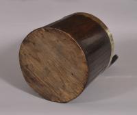 S/4177 Antique Treen 19th Century Brass Bound Staved Pine Bucket