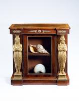 A Rare Regency Period Rosewood Satinwood and Carved Giltwood side Cabinet, English, circa 1810