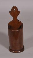 S/4182 Antique Treen 19th Century Mahogany Wall Pocket for Tapers or Spills