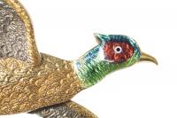 Antique Brooch of a Cock Pheasant in Flight in Gold and Enamelling, English circa 1920.