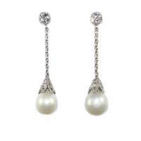 Art Deco Natural Pearl Earrings