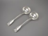 sterling silver fiddle thread and shell gravy ladles