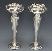Pair of sterling silver vases Alexander Clark 1924