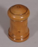 S/4214 Antique Treen 19th Century Boxwood Lidded Sander or Pounce Pot