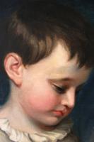 Portrait oil painting of a boy playing a flute attributed to Thomas Barker of Bath
