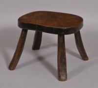 S/4226 Antique 19th Century Fruitwood Lace Maker's Stool