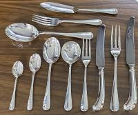 silver three prong tine Rattail cutlery flatware