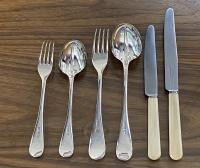 John Round rattail silver flatware cutlery set service 1910