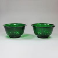 Pair of green Chinese Peking glass bowls