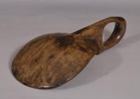 S/4237 Antique Treen 19th Century Sycamore Dairy Skimmer