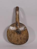 S/4237 Antique Treen 19th Century Sycamore Dairy Skimmer