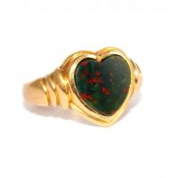 Victorian Bloodstone Heart Signet Ring c.1901