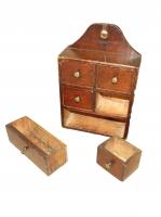 19th Century Oak & Pine Wall Hanging Spice Box