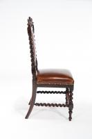 19th Century Rosewood Leather Side Chair