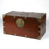 Chinese Export Sailor's Large Brass-bound Sea or Campaign Chest, Mid-19th Century