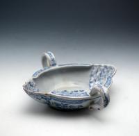 English delft pottery sauce-boat attributed Liverpool mid 18th century