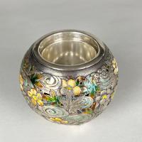 An attractive Japanese silver and enamel Koro